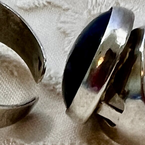 2 Rings Israel 925 Sterling Silver Lapis Lazuli Bezel Set Stones Adjustable Band - Picture 8 of 12